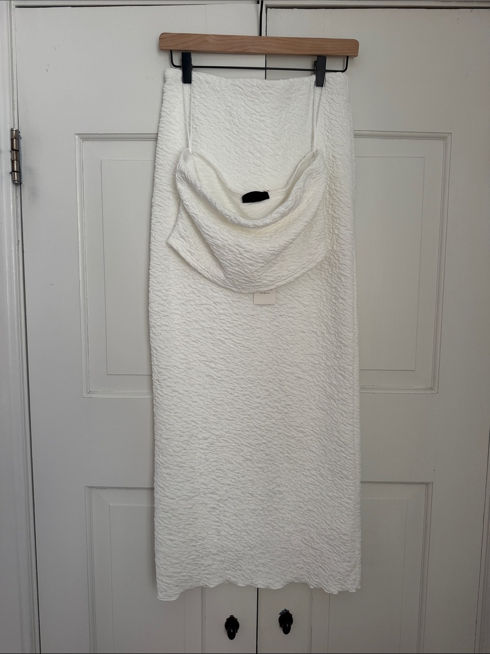 White Textured Midi Skirt set